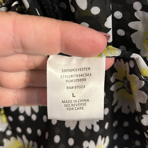 MIKEN SWIM Size Large Daisy Print Crochet Chiffon Kimono Tunic Swim Cover-Up - Picture 7 of 11